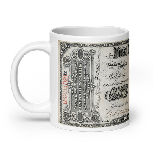 $1 Series 1875 National Bank Note (Front) Edition - Classic Currency Collector's Mug