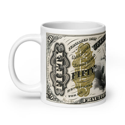 50 Cents 3RD Issue Fractional Currency (Justice) Edition - Classic Currency Collector's Mug